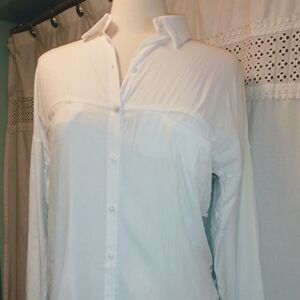 Hyfve S Button Front Blouse Long Sleeve Women's White top shirt